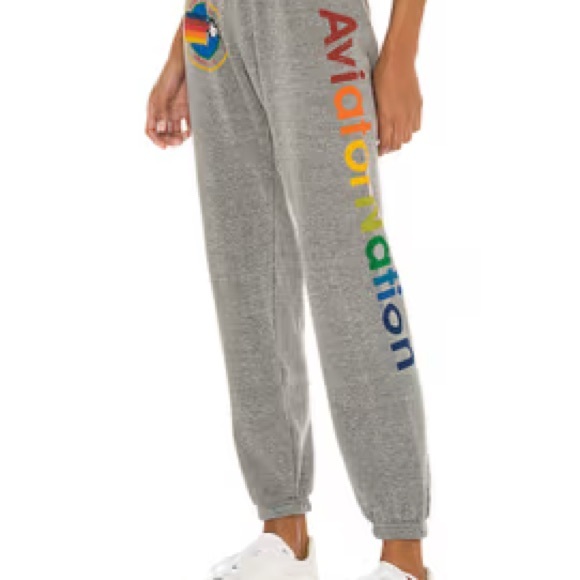 Aviator nation women’s heather gray sweatpants joggers preppy size large - Picture 1 of 12